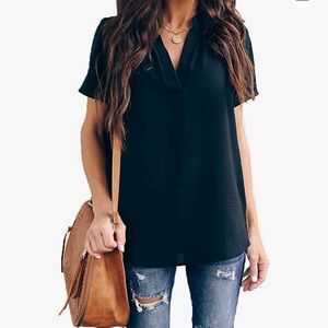 Amazon black short sleeved blouse